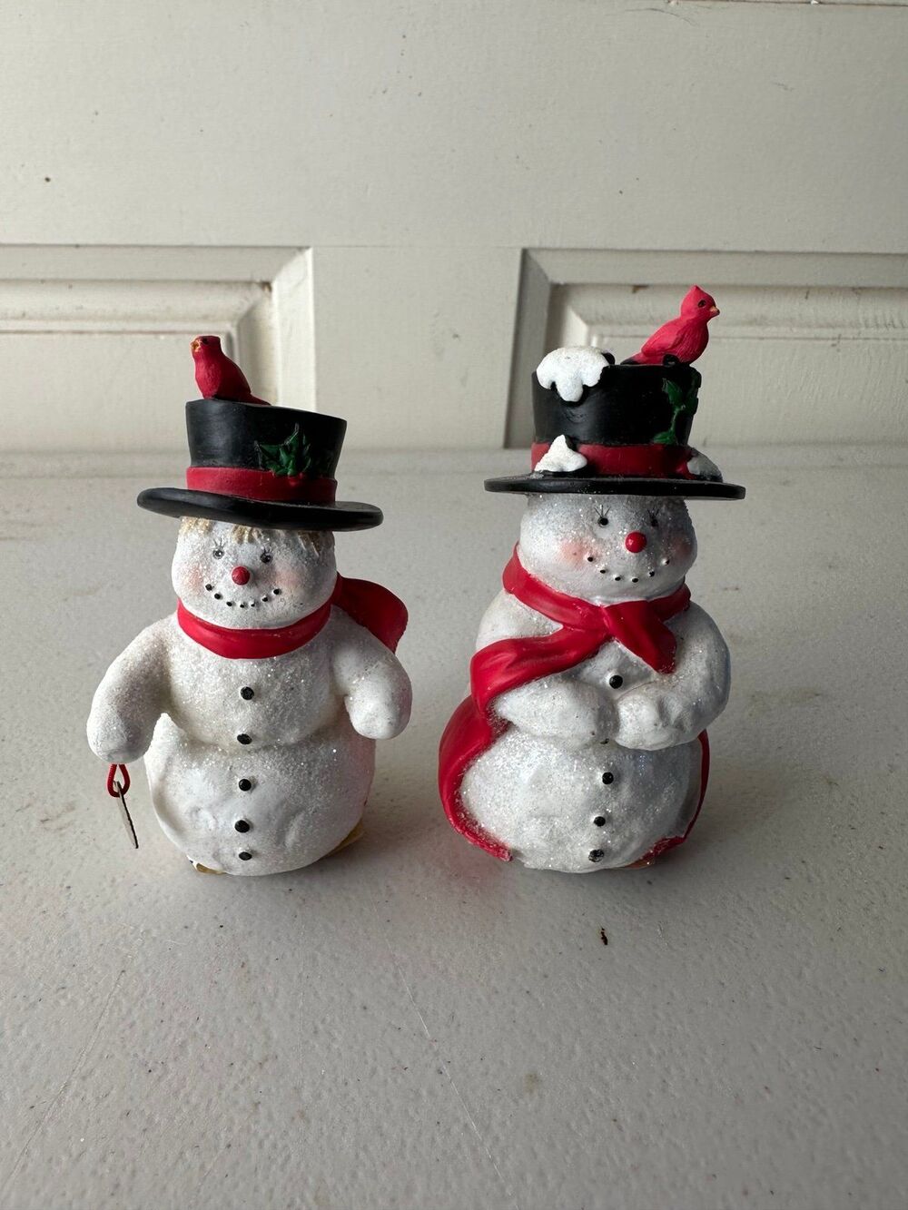 Vintage 2005 Morehead Snow Pals Ceramic Snowman Lovers Collection Set of 2